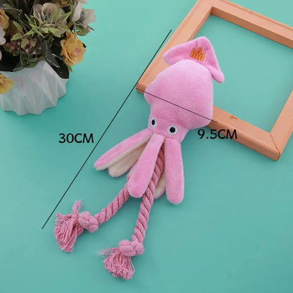 Pieuvre Rose – Jouet en Peluche avec Corde pour Chiens