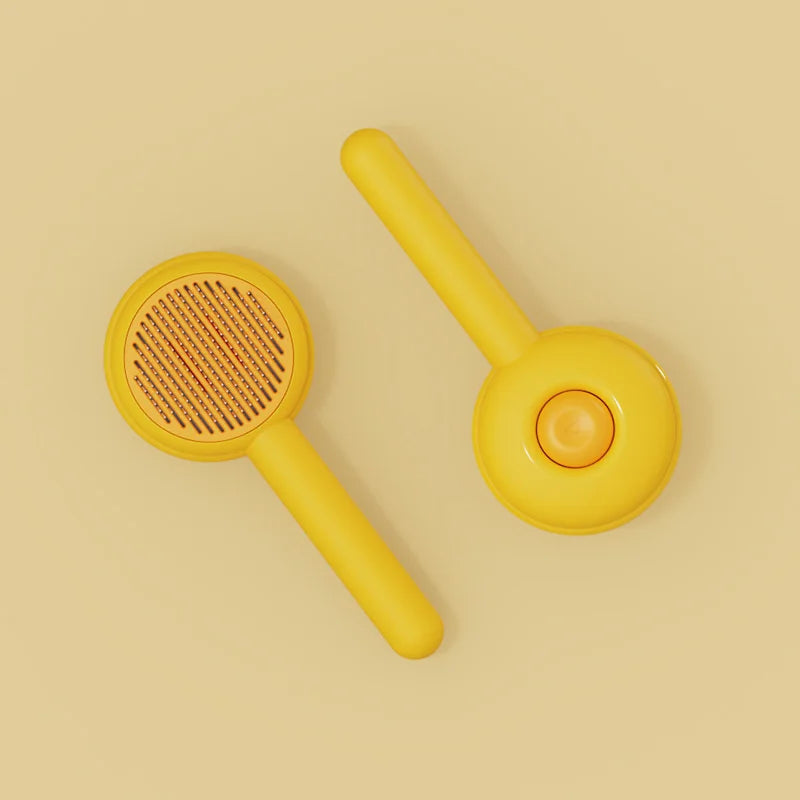 Brosse anti-peluches pour chien et chat jaune