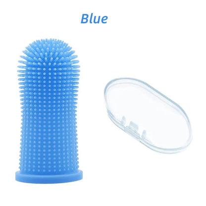 Brosse à dents douce en silicone pour chien et chat bleu 