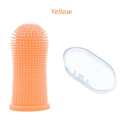 Brosse à dents douce en silicone pour chien et chat orange