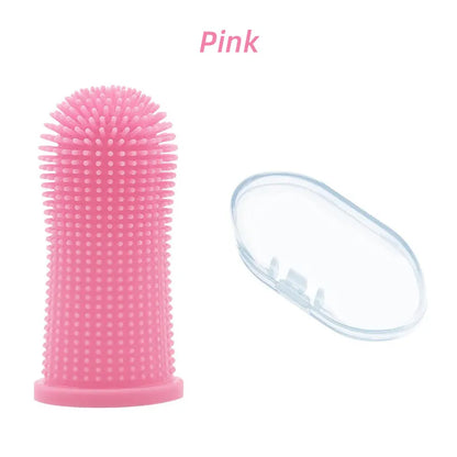 Brosse à dents douce en silicone pour chien et chat rose