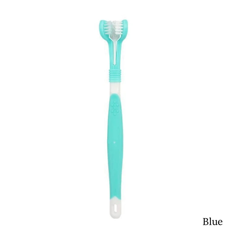 Brosse à dents à trois têtes pour chien et chat