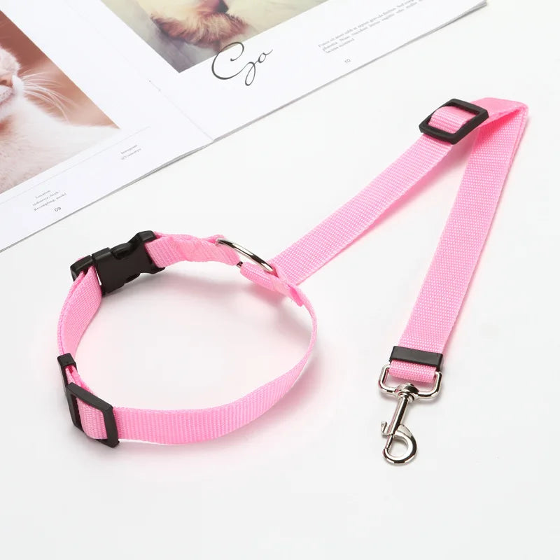 Ceinture de sécurité 2-en-1 pour animaux en voiture rose