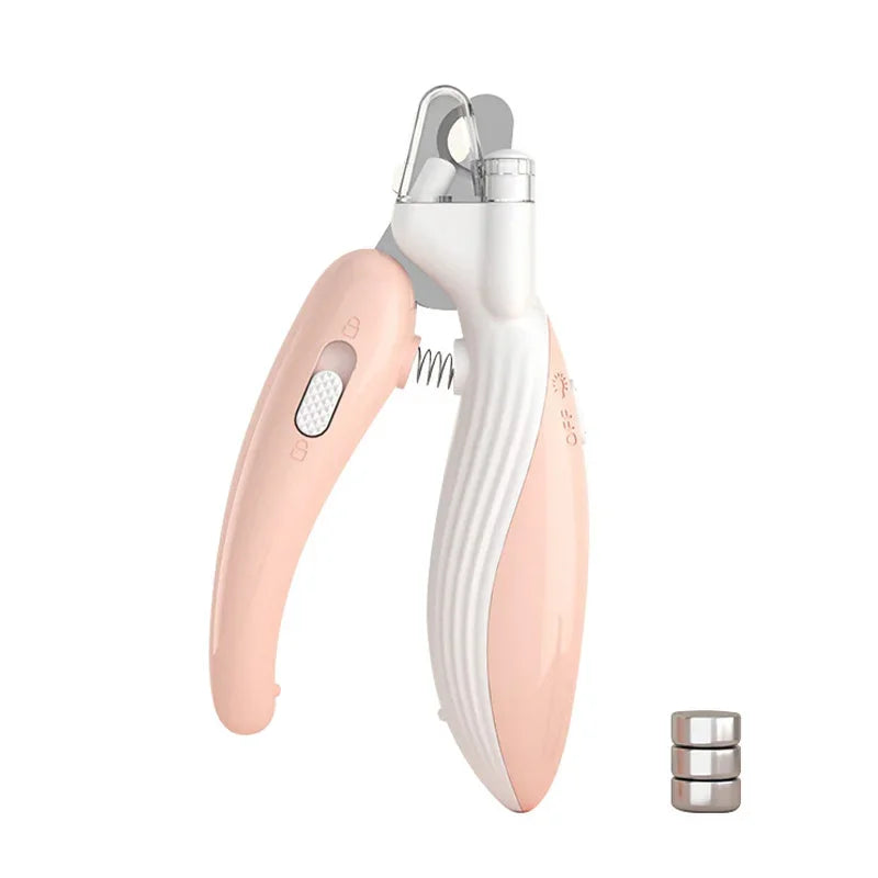 Coupe-ongles professionnel pour animaux avec lumière LED rose pastel et blanc 