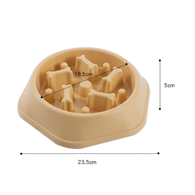 Gamelle anti-glouton pour chien favorisant une alimentation lente beige