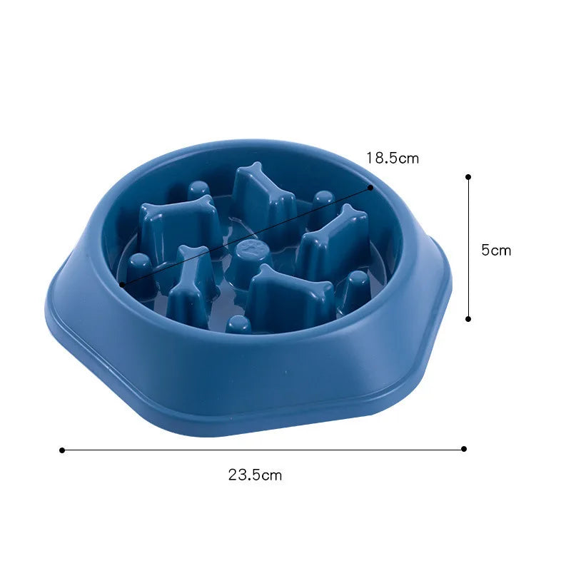 Gamelle anti-glouton pour chien favorisant une alimentation lente bleu 