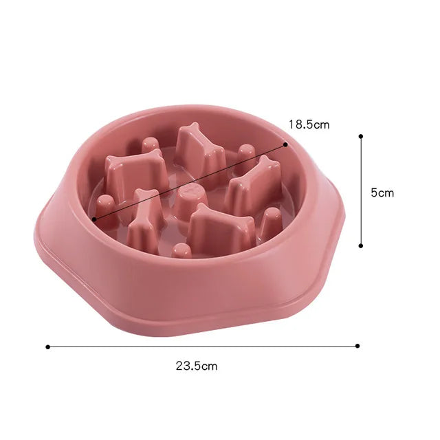 Gamelle anti-glouton pour chien favorisant une alimentation lente rose tailles