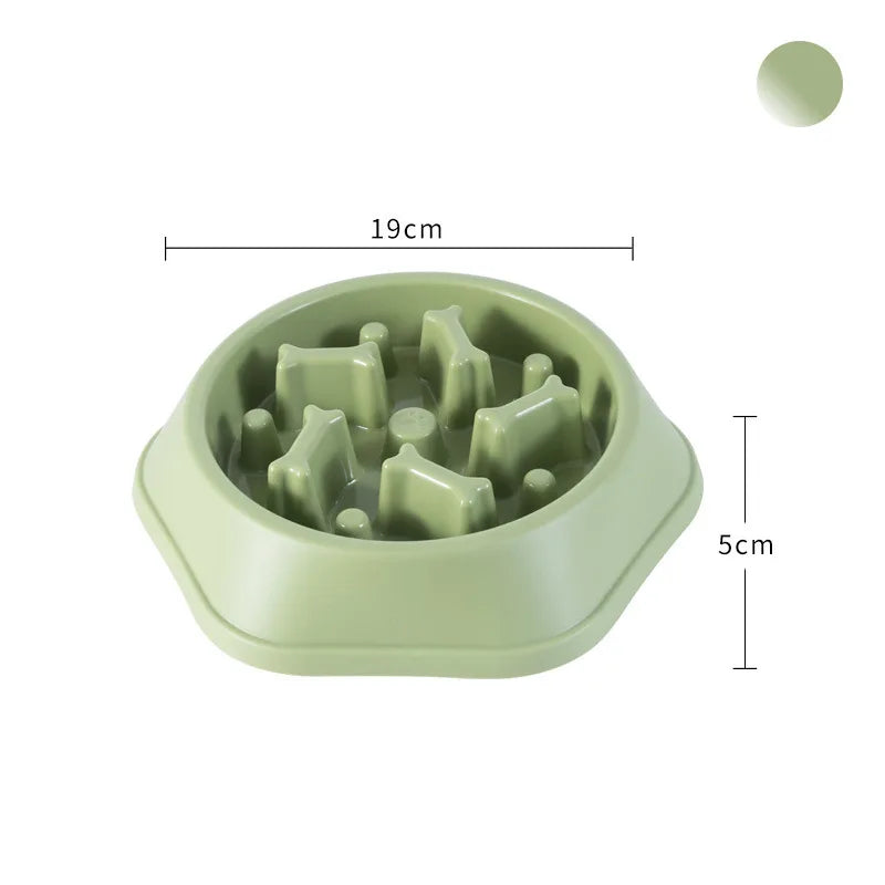 Gamelle anti-glouton pour chien favorisant une alimentation lente vert avec tailles