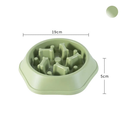 Gamelle anti-glouton pour chien favorisant une alimentation lente vert avec tailles