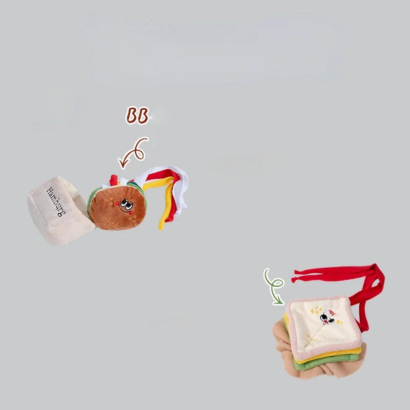 Jouet interactif de fouilles en forme de hamburger et de sandwich pour chien 