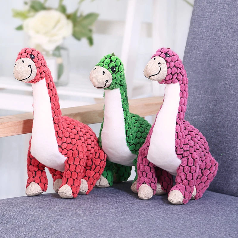 Jouet en peluche pour chien en forme de dinosaure avec couineur