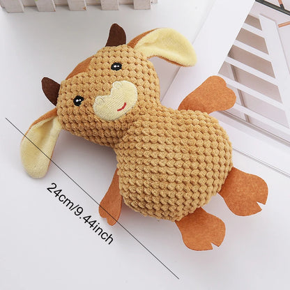 Jouet en peluche pour chien en forme d'animal résistant aux morsures beige