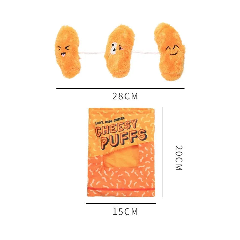 Jouet en peluche pour chien en forme de chips avec papier sonore et couineur orange