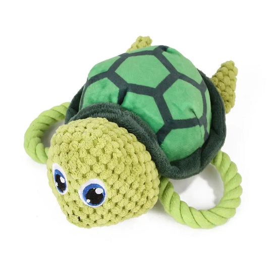 Jouet en peluche tortue pour chien avec corde 