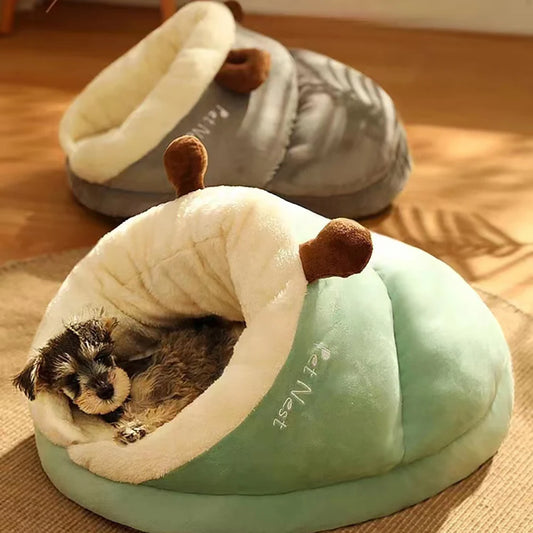 Lit cocooning pour chien en forme d'escargot 