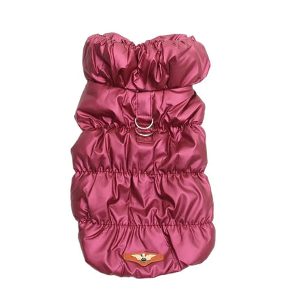 Manteau matelassé chaud pour chien rose foncé