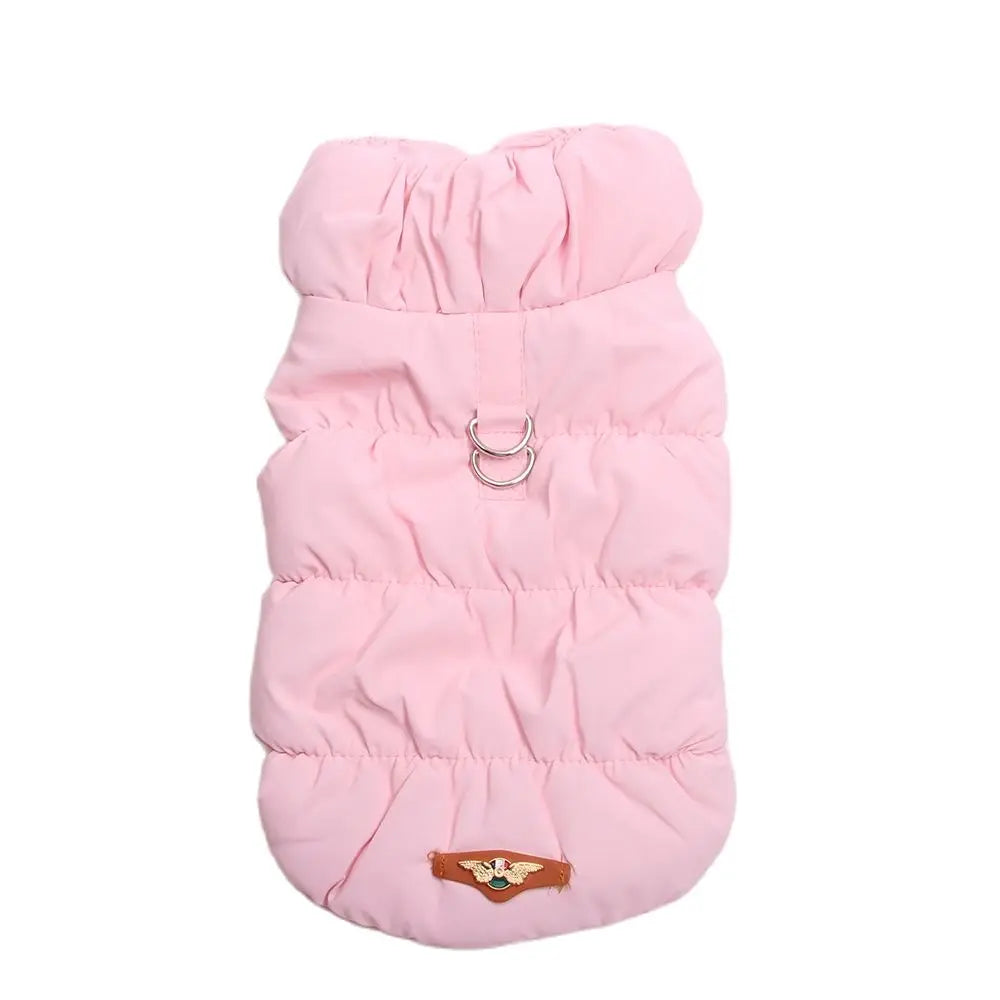 Manteau matelassé chaud pour chien rose 