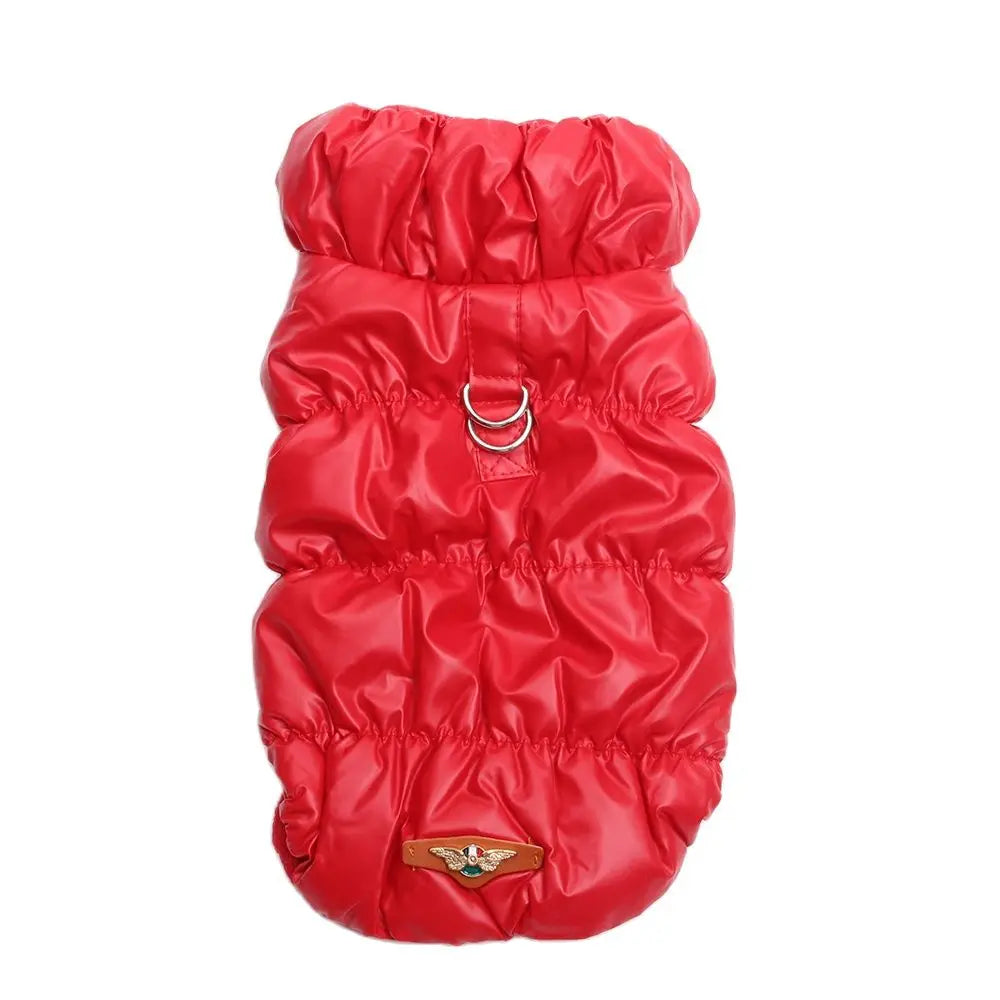 Manteau matelassé chaud pour chien rouge