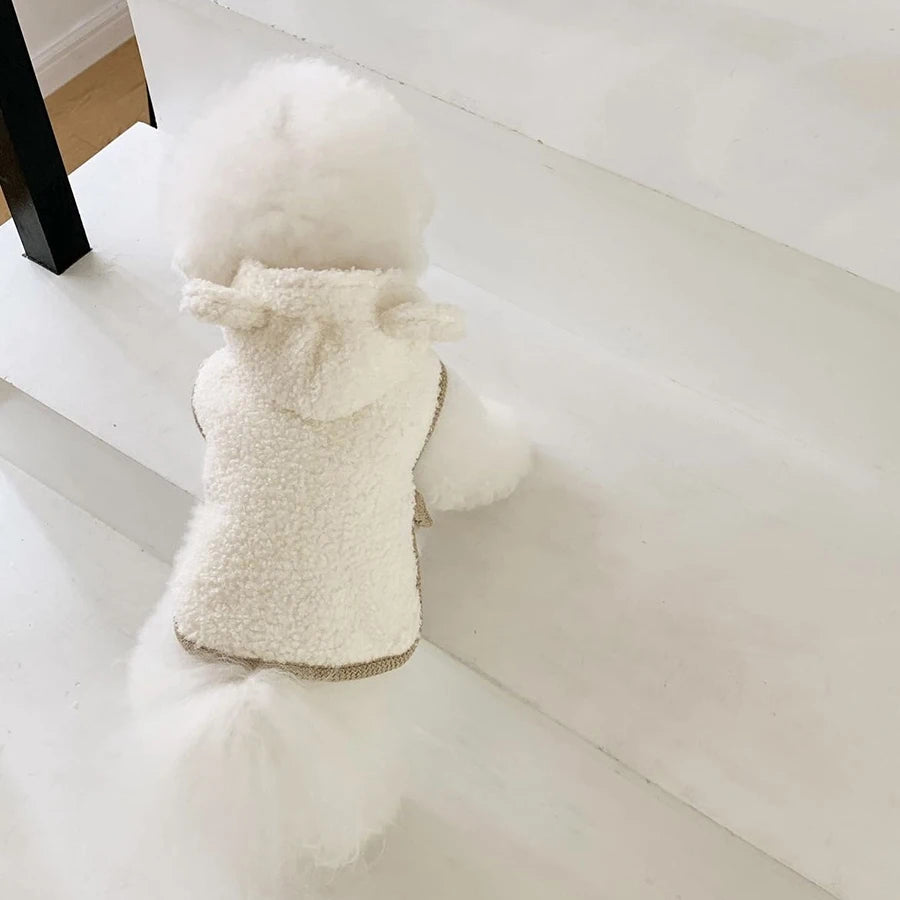 Manteau en peluche pour chien blanc