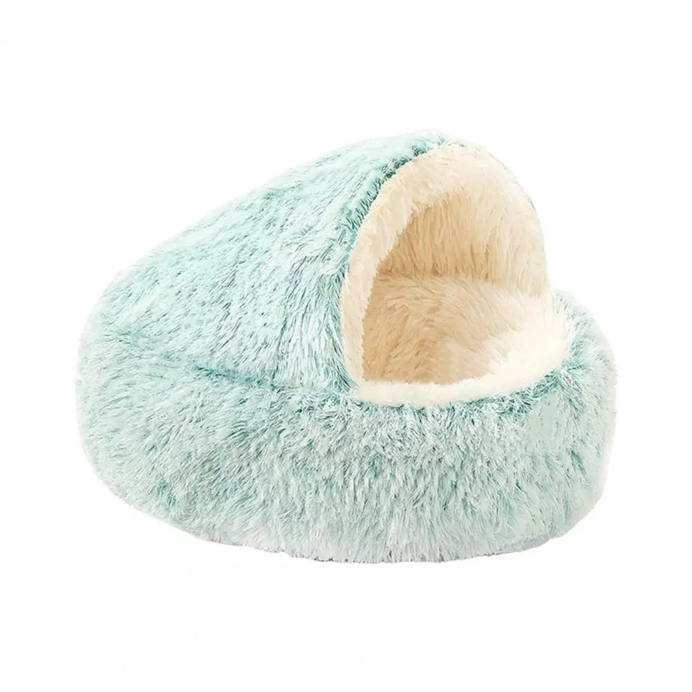 Nid fluffy douillet et apaisant pour chien et chat cocon bleu