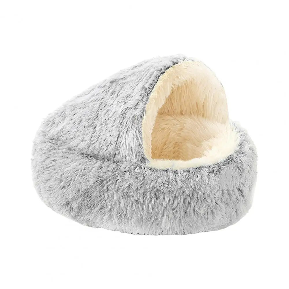 Nid fluffy douillet et apaisant pour chien et chat cocon gris