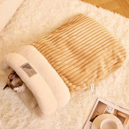 Sac de couchage cocooning pour animaux beige