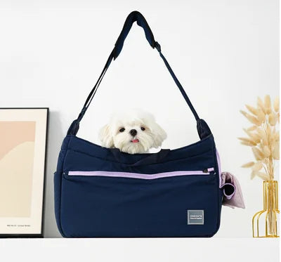 Sac de transport pour chiens de petite et moyenne taille bleu marine 