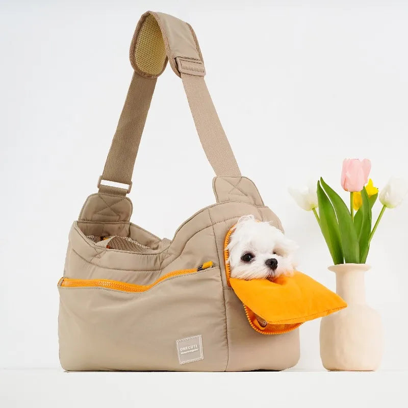 Sac de transport pour chiens de petite et moyenne taille beige