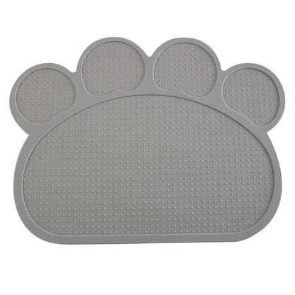 Tapis de gamelle antidérapant pour chien gris 