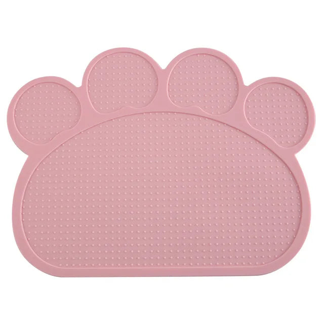 Tapis de gamelle antidérapant pour chien rose clair 