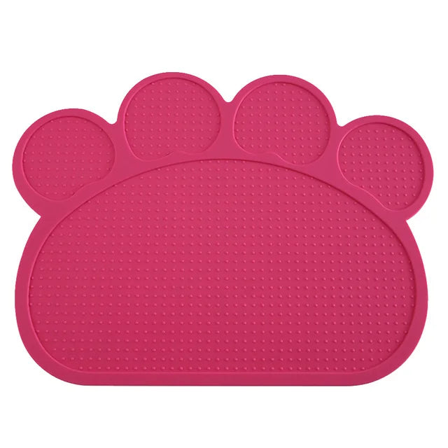 Tapis de gamelle antidérapant pour chien rose 