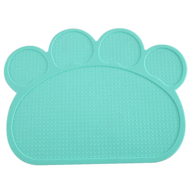 Tapis de gamelle antidérapant pour chien turquoise